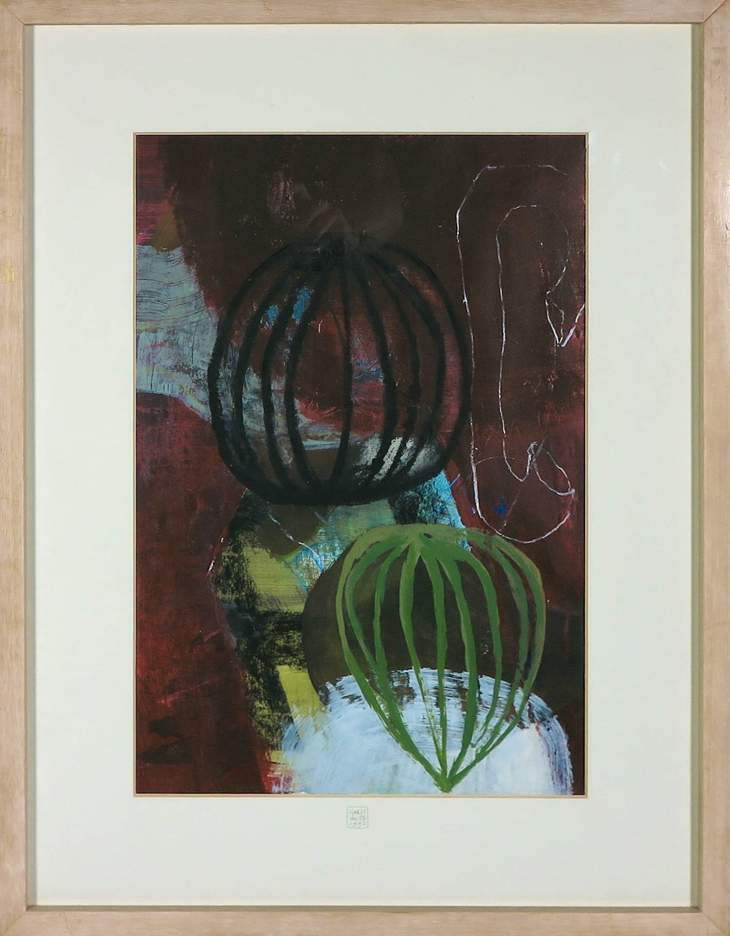 Harm van Ee - Gemengde techniek op papaier, Organische compositie - Ingelijst verkocht voor € 80!