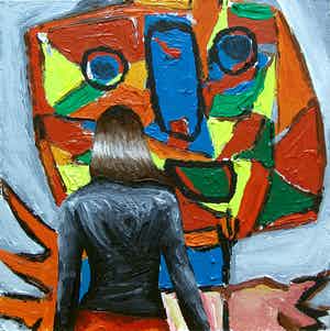 Gerard Boersma - Freedom Cry (Vrouw kijkend naar schilderij van Karel Appel) verkocht voor € 100!