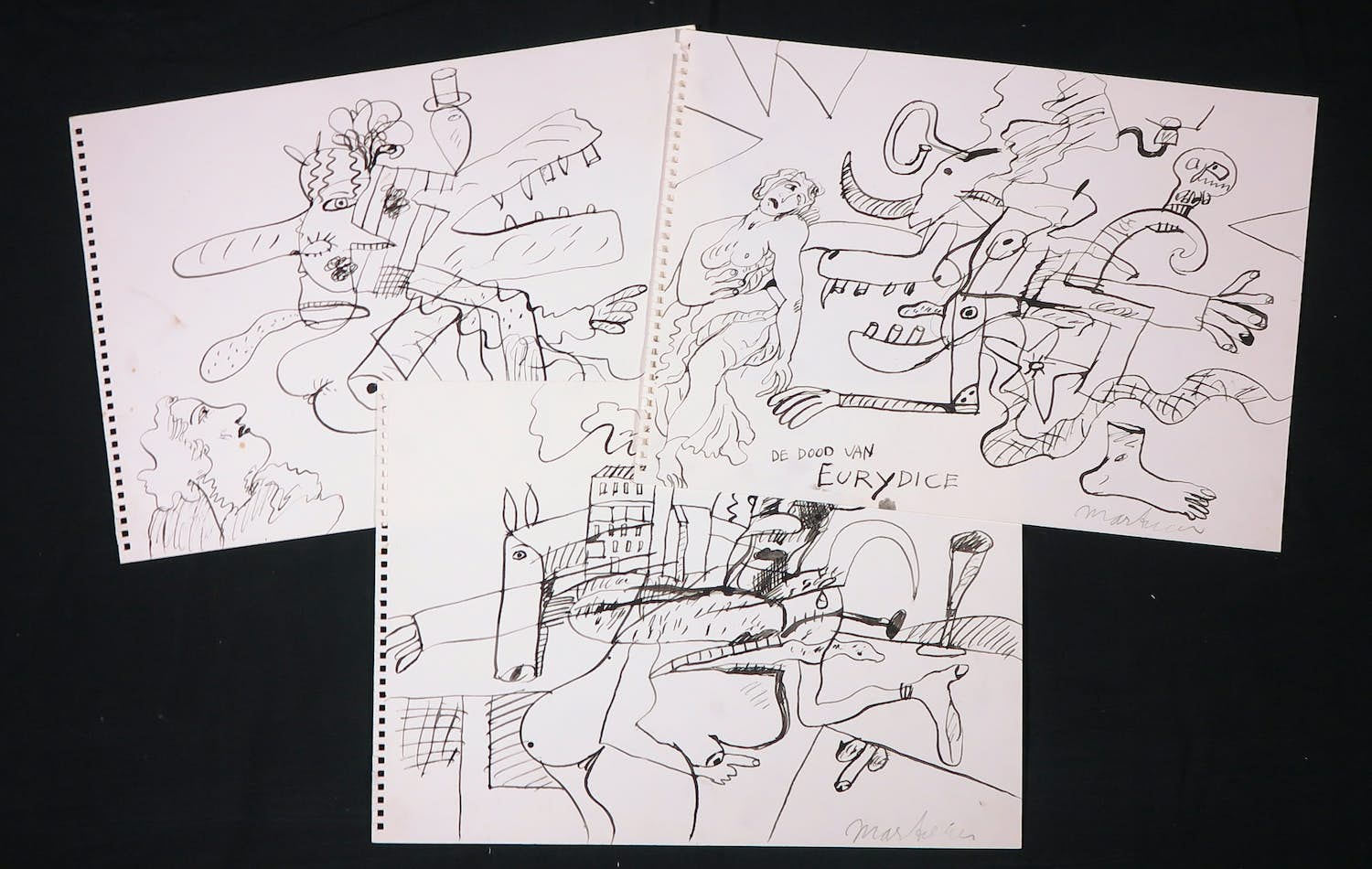 Anton Martineau - Lot van 3 unieke werken op papier! kopen? Bied vanaf 1!