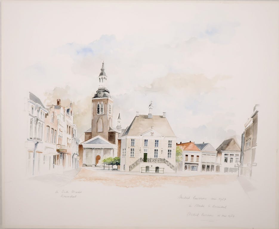 Michiel Laernoes - Michiel Laernoes: Aquarel, De oude markt te Roosendaal kopen? Bied vanaf 20!