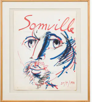 Roger Somville - grote tekening uit 1974 - gesigneerd en ingelijst kopen? Bied vanaf 325!