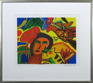 Corneille - Zeefdruk, Femme orange - Ingelijst kopen? Bied vanaf 150!