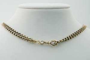 1488 - Antiek 19e eeuws - 14 krt geel gouden "dubbel" schuifcollier - LANG! kopen? Bied vanaf 970!