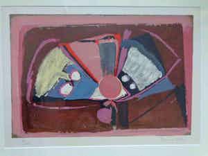 Bram van Velde - ABSTRACTIE / KLEURLITHO / 64x82cm / KADER / SIG verkocht voor € 95!