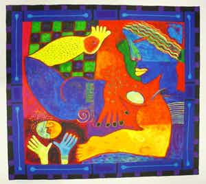 Clemens Briels - Kleurenzeefdruk LIFE IS NOTHING BUT A SPEC OF SAND--GROOT!!! verkocht voor € 425!