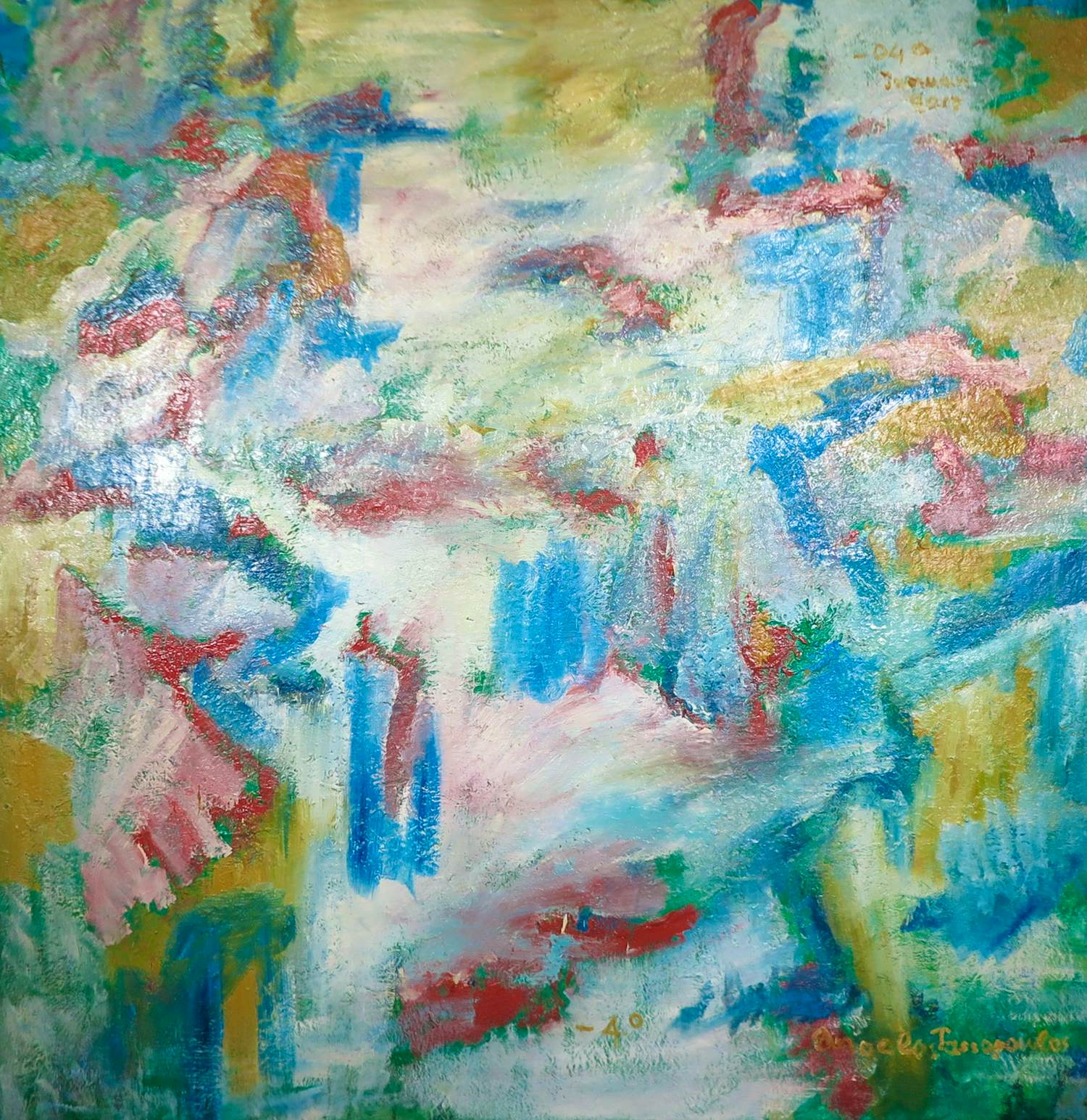 Angelos Tassopoulos - Olieverf op doek, Abstracte compositie - Zeer groot kopen? Bied vanaf 700!