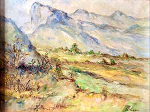 Jo Weijers - Bij Pont en Royans - Olieverf op doek, Ingelijst verkocht voor € 80!