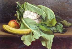 Jacoba Ottolina Adriana Roos Vlasman-Lingeman - B2404, Stilleven met fruit en bloemkool verkocht voor € 175!