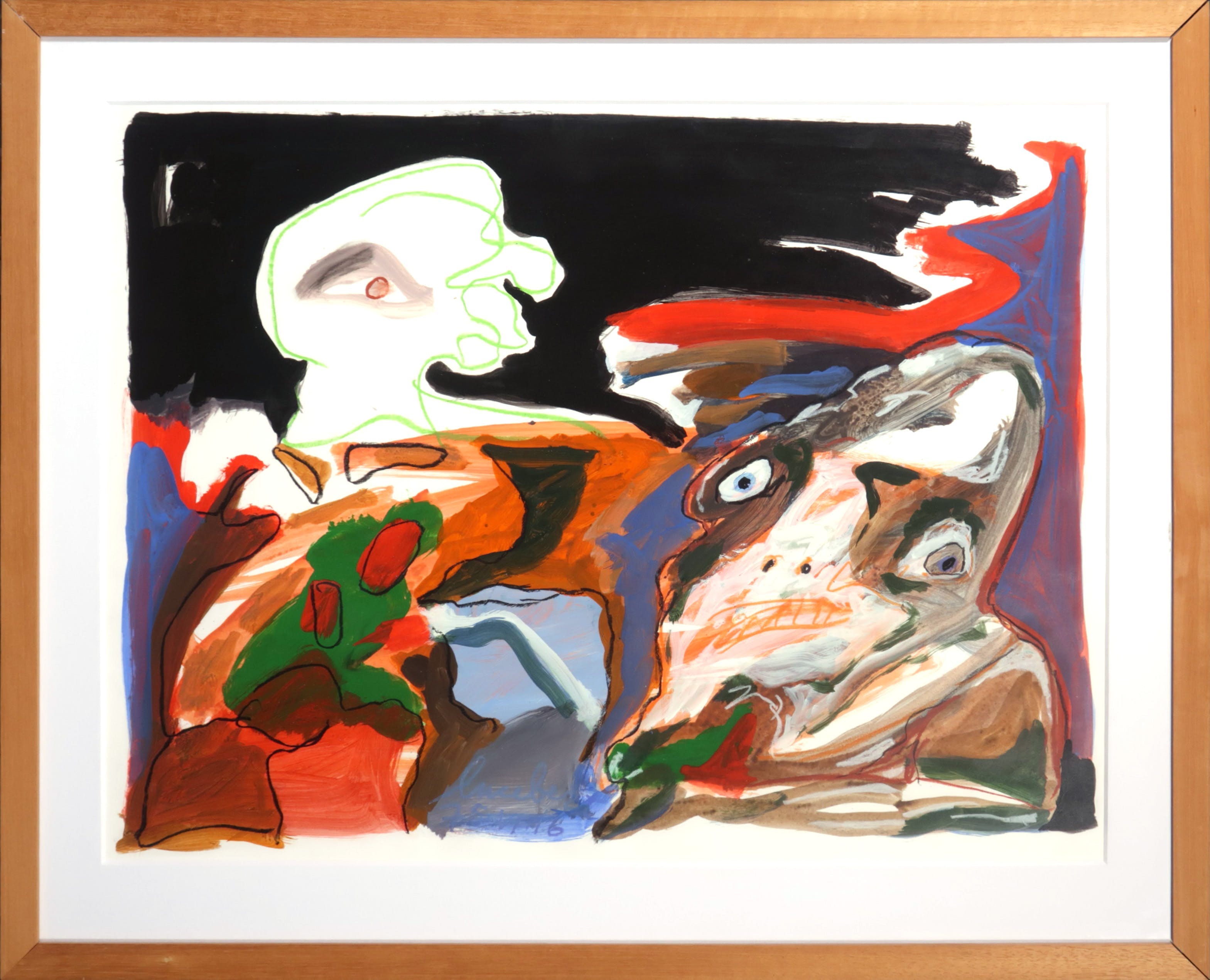 Lucebert - Gemengde techniek op papier, Zonder titel - Ingelijst verkocht voor € 3400!