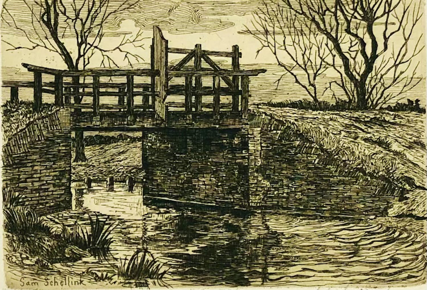 Sam Schellink - zonder titel (bruggetje) verkocht voor € 45!