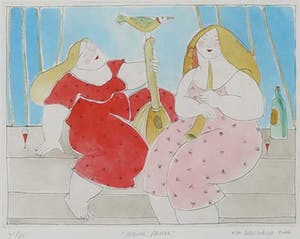 Ada Breedveld - Handgekleurde ets, Kleine pauze kopen? Bied vanaf 1!