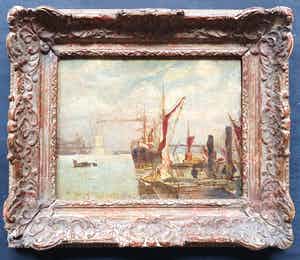 Niet of onleesbaar gesigneerd - Havengezicht van Rotterdam uit de 19e eeuw verkocht voor € 1!