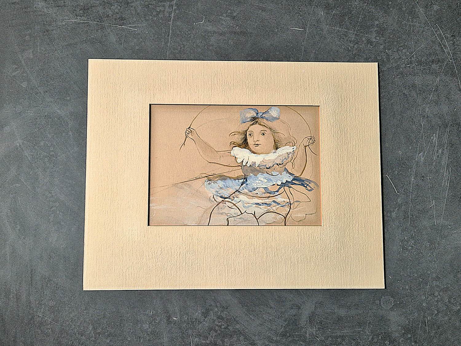 Heidi Daamen - gemengde techniek (gouache, pastel e.a.) 1970 - "meisje met springtouw" ges. kopen? Bied vanaf 62!