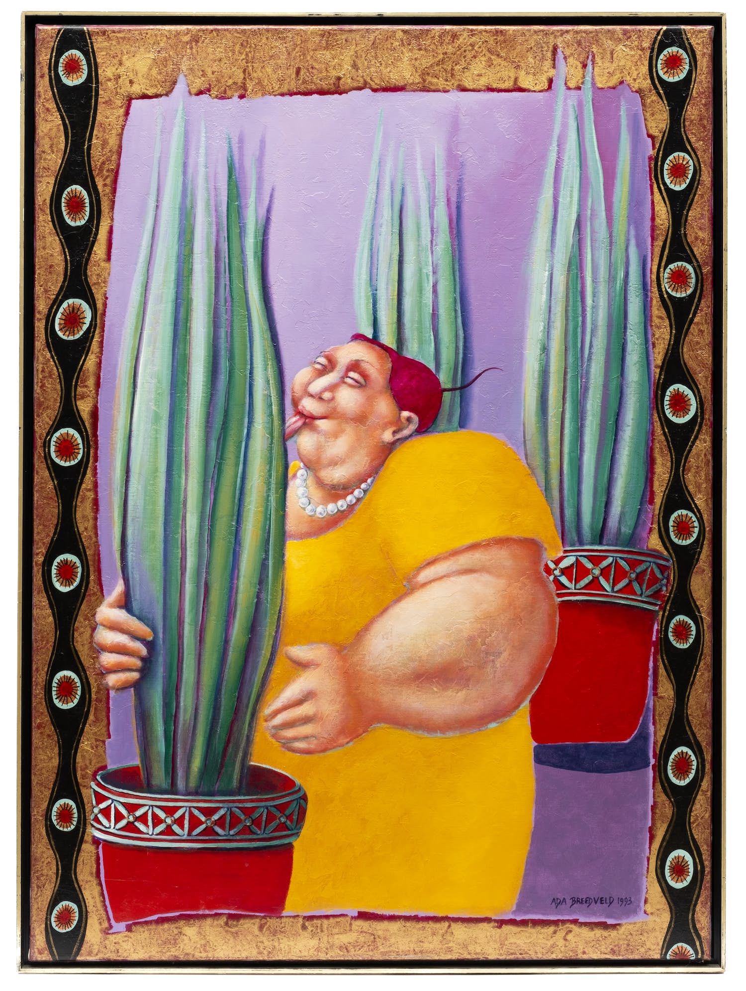 Ada Breedveld - Acryl op doek: Sanseveria - 1993 verkocht voor € 450!