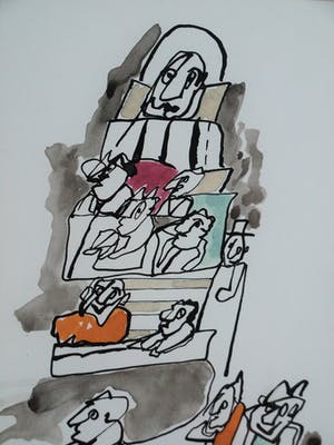 Niet of onleesbaar gesigneerd - Aquarel , “Wedding Day Blues“ – gesigneerd & ingelijst - 1993 kopen? Bied vanaf 1!