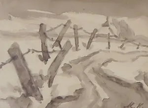 Marten Klompien - Inkttekening, Pad door landschap kopen? Bied vanaf 100!