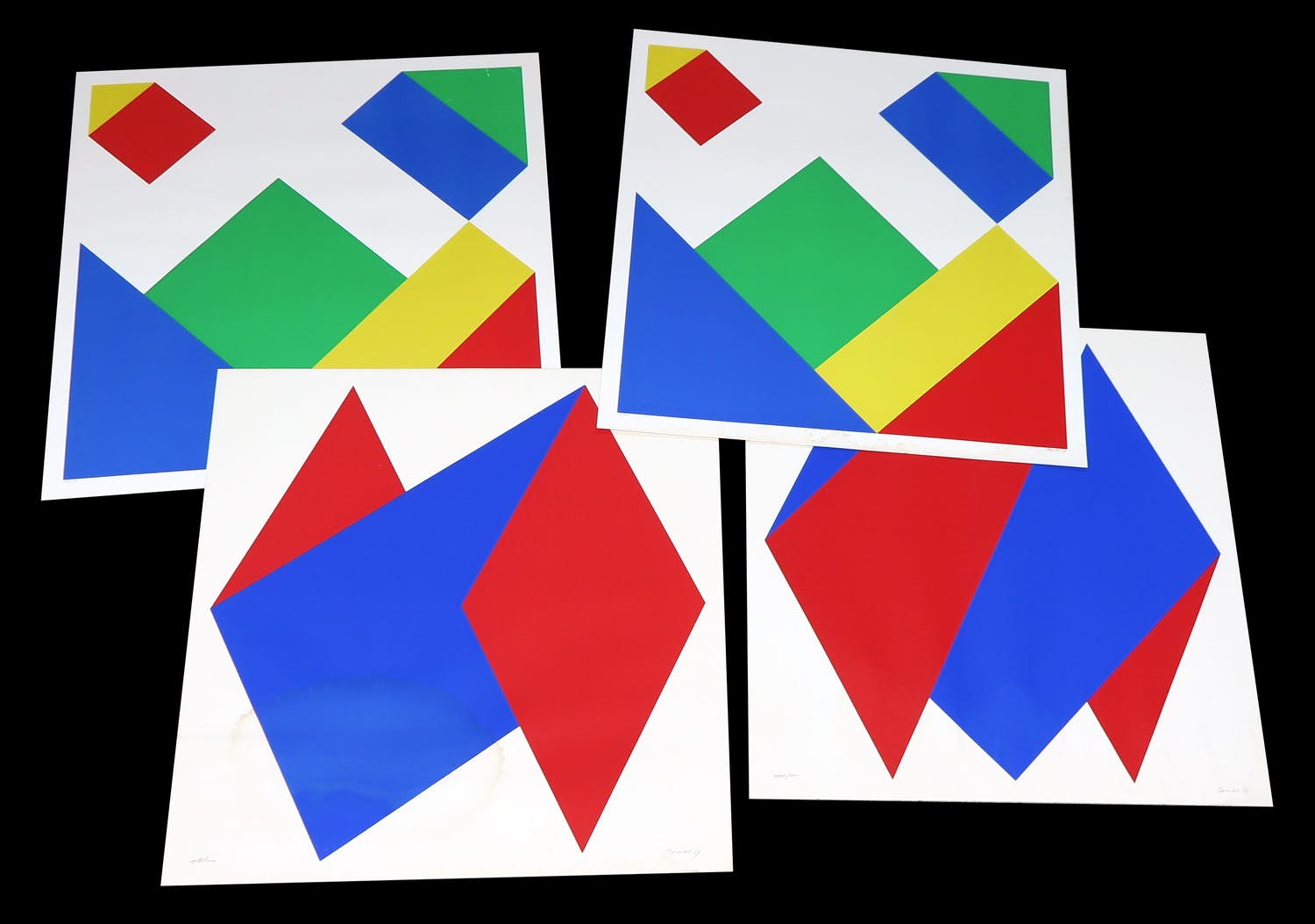 Bob Bonies - Lot van vier zeefdrukken, Geometrische composities kopen? Bied vanaf 1!