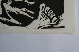 Karel Timmerman - De zondvloed III '68 - gesigneerde linodruk kopen? Bied vanaf 1!