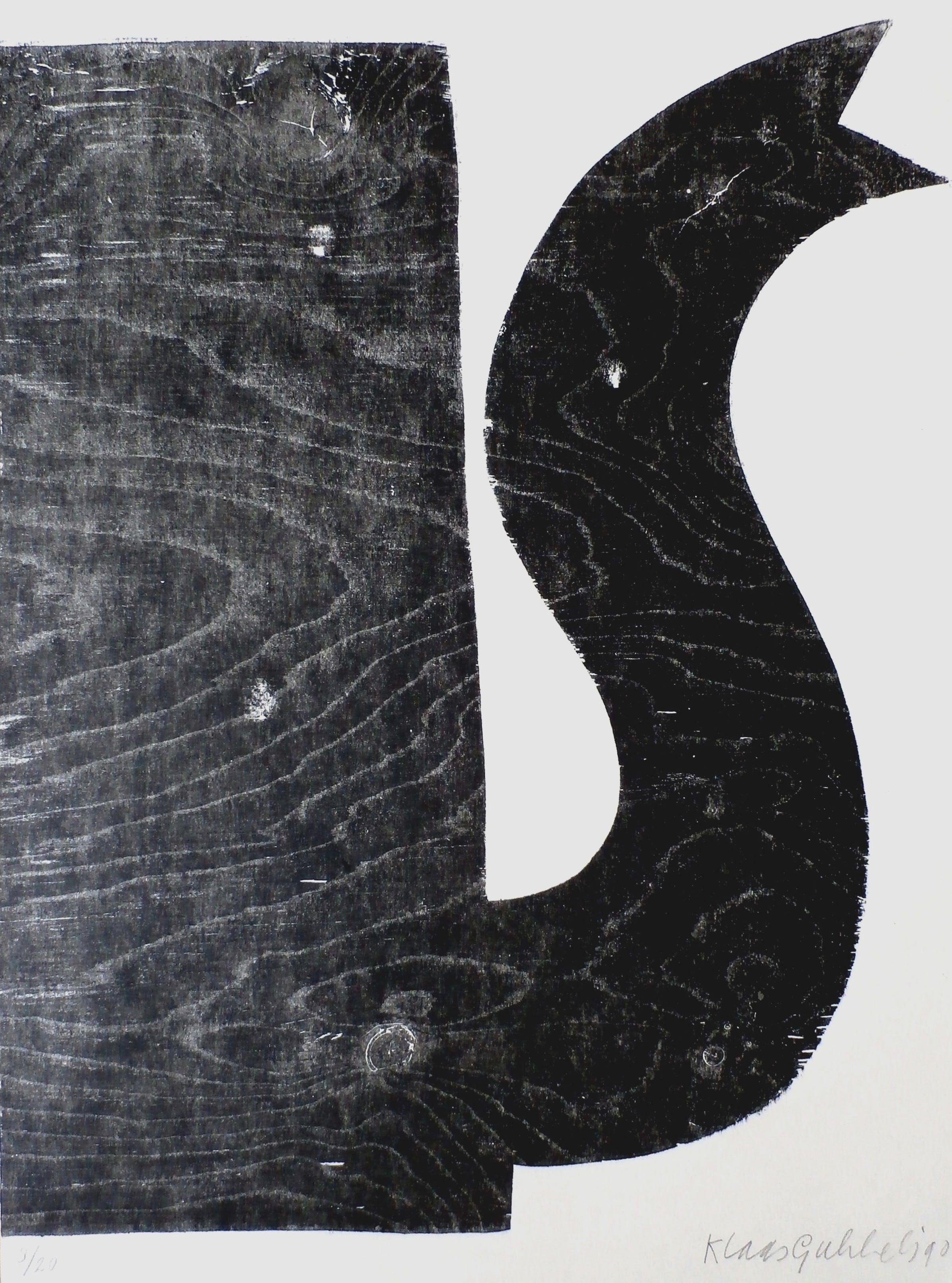 Klaas Gubbels - grote houtsnede - kan -1990 verkocht voor € 395!