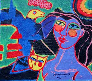 Corneille - Prachtige terragravure op doek- 2003 verkocht voor € 495!