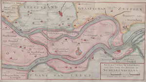 AcheterIsaac Tirion - Gelderland, Schenkenschans - Rivierloop Waal en Rijn - Oude Gravure 1740? Enchérissez de 50!