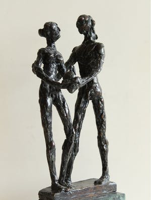 Inka Klinckhard - Bronzen beeld: Adam en Eva met appel, jaar onbekend kopen? Bied vanaf 200!