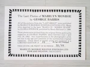 George Barris - Marilyn Monroe "Last Shoot" 25 Anniversary (Set -7 Fotographien) - Auflage 99 kopen? Bied vanaf 3900!