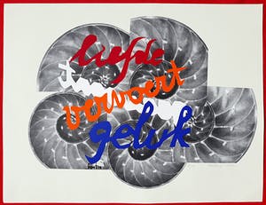 Simon Vinkenoog - Liefde vervoert geluk, zeefdruk kopen? Bied vanaf 65!