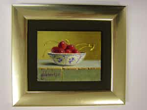 Hans Habraken - stilleven kersen in chinees kommetje verkocht voor € 195!