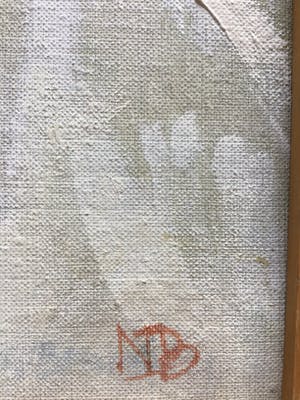 Niet of onleesbaar gesigneerd - Schilderij van meisje gesigneerd NB, olieverf op linnen kopen? Bied vanaf 1!