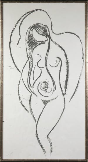 Margot Hudig-Heldring - Pastelkrijt, Staand naakt - Ingelijst kopen? Bied vanaf 1!