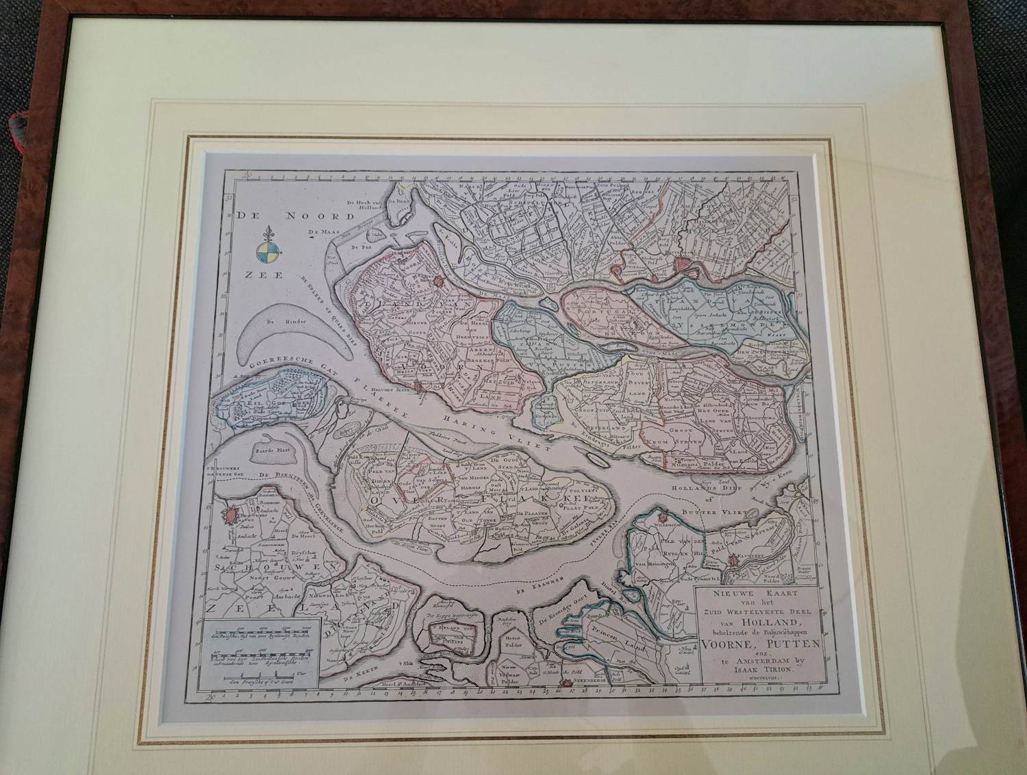 Isaac Tirion - Kaart Zuidelijk deel Voorne-Putten en omstreken 1718 kopen? Bied vanaf 150!