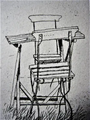 Herman Berserik - Bijzondere droge naald Ets "Tuinsetje" - potloodgesigneerd kopen? Bied vanaf 48!