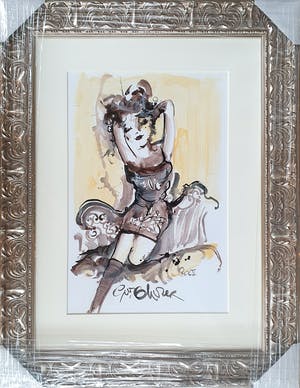 Guy Olivier - Unica 'Dame op sofa' (nieuw ingelijst!) kopen? Bied vanaf 550!