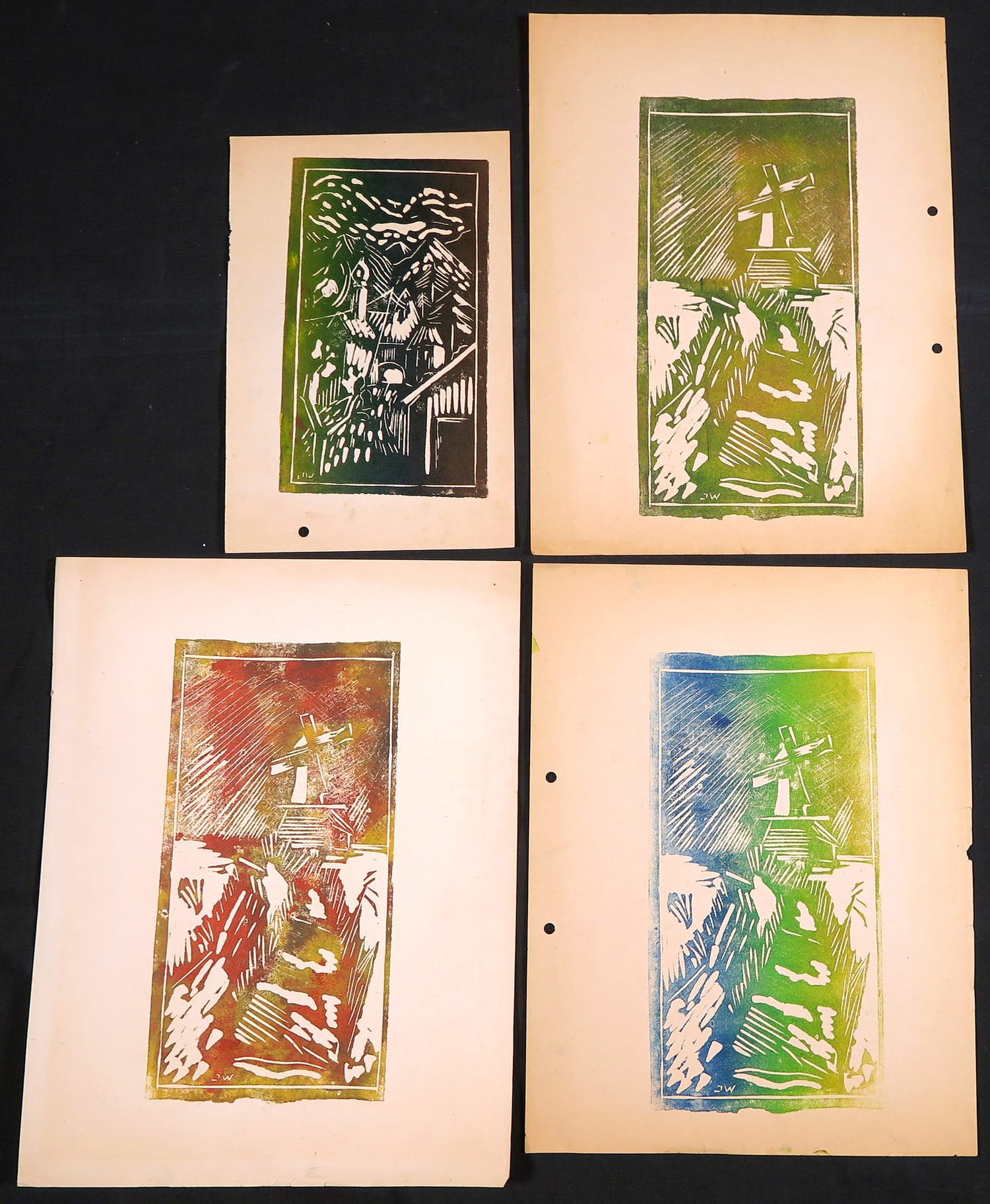 Joe Wols - Lot van vier houtsneden, Abstract kopen? Bied vanaf 1!