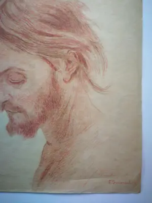 Frans Smissaert - Portret man. Roodkrijt. kopen? Bied vanaf 49!