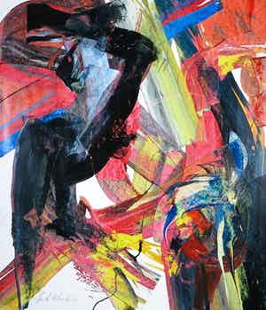 Jan te Wierik - Olieverf op papier, Z.T. Abstracte compositie verkocht voor € 150!