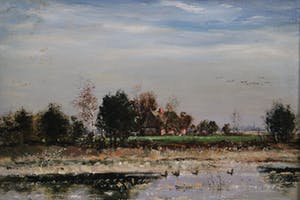 Jan Herman Coster - olieverf op doek - boerderij aan het water kopen? Bied vanaf 140!