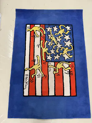 Keith Haring - ‘ Born in the USA’ vintage kunsttapijt kopen? Bied vanaf 2000!