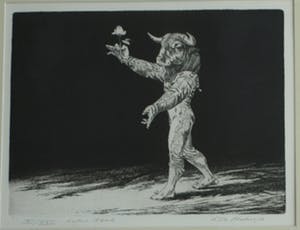 Dick Stolwijk - Ets, “Minotaurus met Roos” – gesigneerd & ingelijst – oplage 25 ex. kopen? Bied vanaf 50!