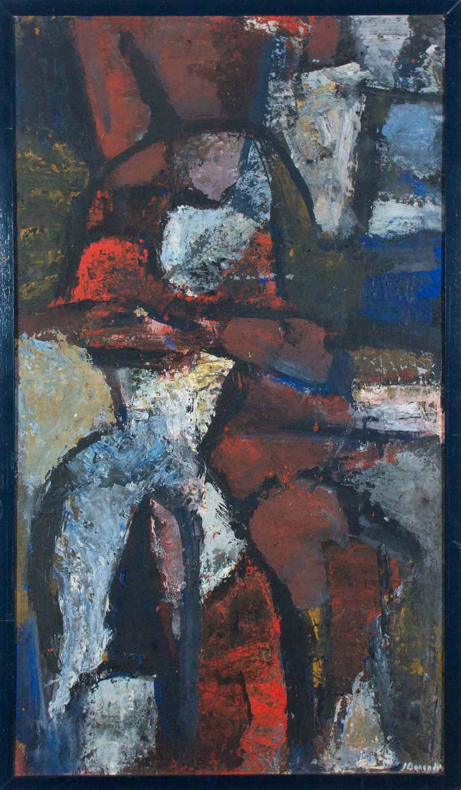 Johan Barendsma - Olieverf op hardboard, Rood landschap - Ingelijst verkocht voor € 50!