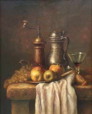 Ad de Roo - C3795 - Stilleven met tinnen kan kopen? Bied vanaf 450!