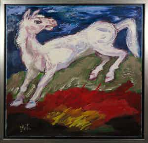 Martin van Wordragen - Olieverf op doek, Dartel veulen - Ingelijst (Groot) verkocht voor € 250!