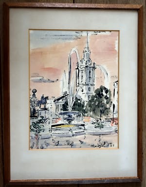 Gerard Hordijk - Aquarel - Trafelgar Square - Londen - 1953 kopen? Bied vanaf 350!