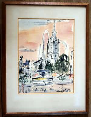 Gerard Hordijk - Aquarel - Trafelgar Square - Londen - 1953 verkocht voor € 350!