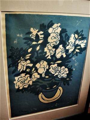 Jan van Keulen - Grote Lithografie - "Stilleven met potplant" - potlood gesignd. mooi ingelijst! kopen? Bied vanaf 34!