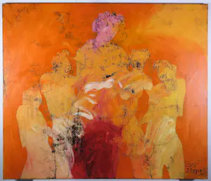 Sjer Jacobs - Acryl op doek, Familie Oranje (Zeer groot) kopen? Bied vanaf 200!