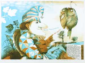 Nicolaas Wijnberg - Litho, Gepocheerde heilbot verkocht voor € 70!