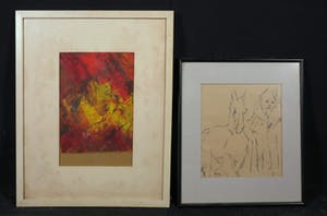 Pieter Haan - Lot van twee originele werken met pentekening en met acryl kopen? Bied vanaf 1!