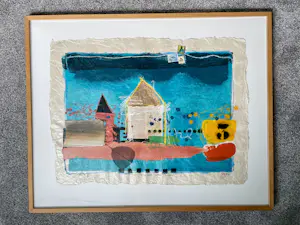 Theo Koster - Zeefdruk met collage elementen Nr. 76 - Nightfall - Ingelijst (Groot) kopen? Bied vanaf 75!